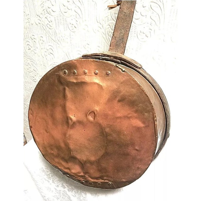 Mid 19th Century Antique Primitive Huge Repaired Copper & Iron Handmade Hearth Pan For Sale - Image 9 of 11