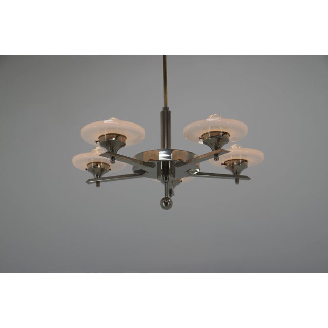 Functionalist Chrome-Plated Chandelier, 1930s For Sale - Image 3 of 9