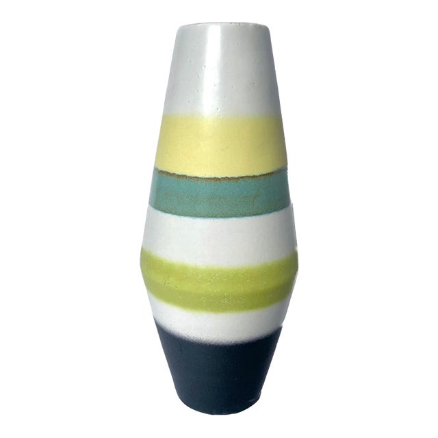 Vintage Amano Scheurich German Striped Ceramic Vase For Sale