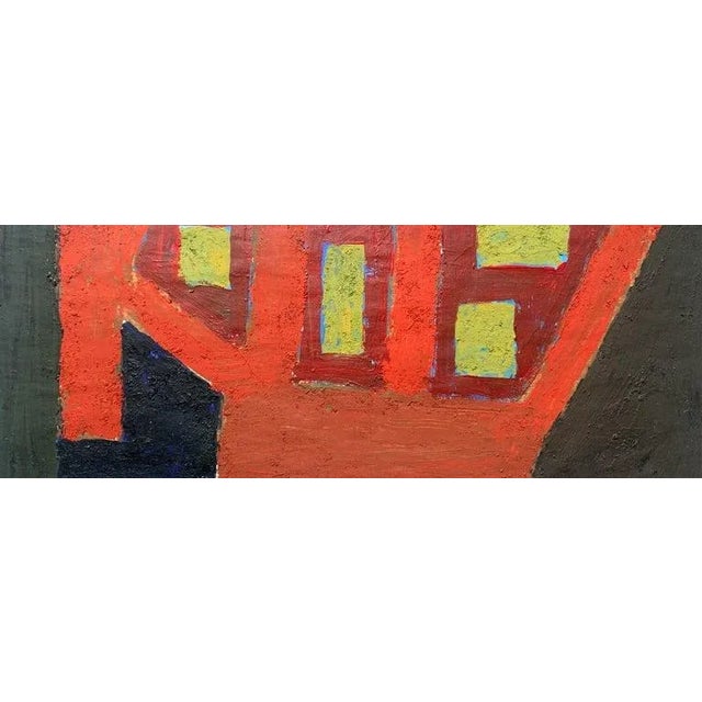 Martin Rosenthal "House with Yellow Windows" c. 1960s Encaustic & Oil paint on paper 20"x13" unframed Signed and dated in...