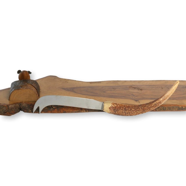 Modern Live Edge Cheese Board w/Mouse & Knife For Sale - Image 3 of 4