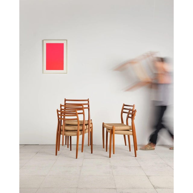 1960s Model 78 Dining Chairs in Teak with Paper Cord Weave by Niels O. Møller for j.l. Møllers, Denmark, 1960s, Set of 6 For Sale - Image 5 of 18