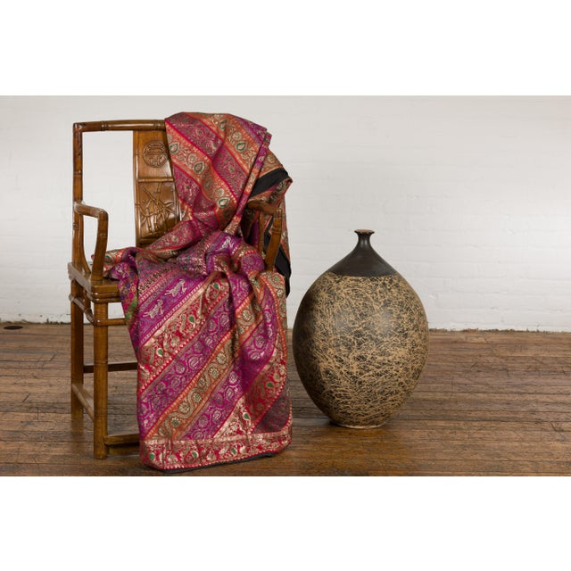 Contemporary Large Prem Collection Hand Crafted Artisan Vase with Black and Brown Décor For Sale - Image 3 of 12