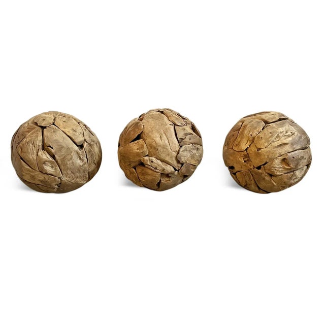 Early 21st Century Vintage Salvaged Teak Root Coastal Rustic Decorative Ball For Sale - Image 5 of 6