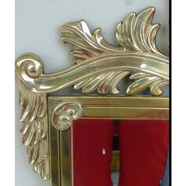 1970s Vintage Decorative Arts Shell Pediment Brass / Bronze Mirror For Sale - Image 5 of 8