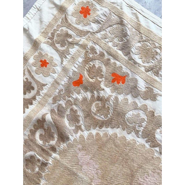 Suzani Tribal Textile - Embroidered Embroidery 4'7'' X 4'9'' For Sale In New York - Image 6 of 8