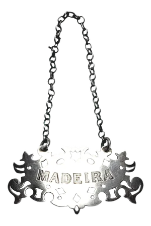 19th Century Victorian Alfred Taylor English Sterling Silver Decanter Tag “Madeira”