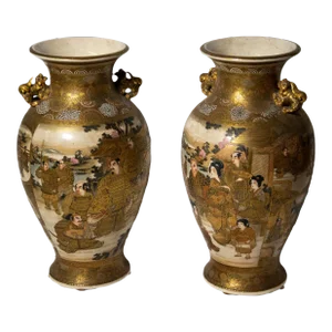 Pair of 1900s Satsuma Vase