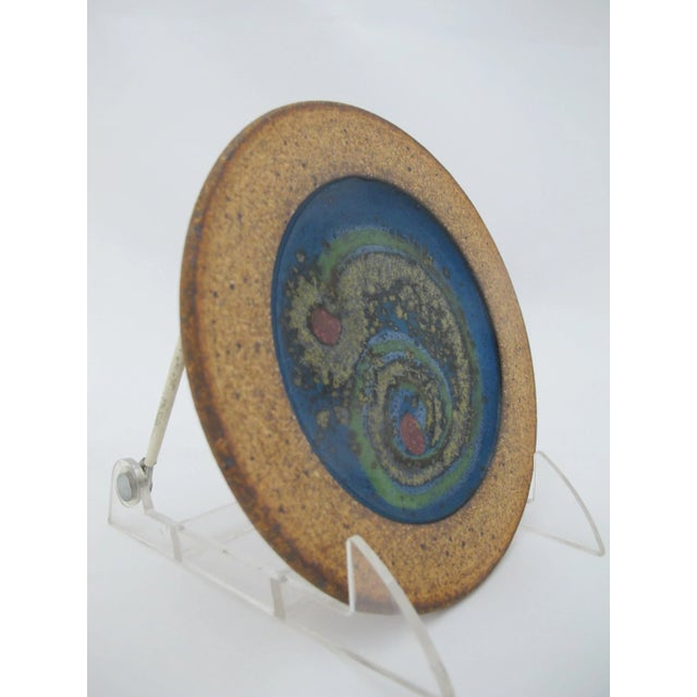 Mid 20th Century Wally Schwab Master Nw Studio Pottery Stoneware Wall Hanging Trivet Dish Plate For Sale - Image 5 of 5