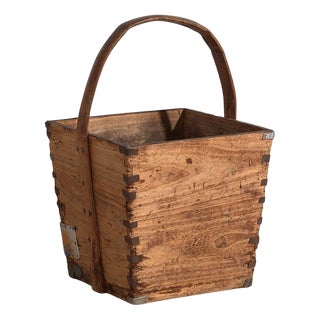 Antique Chinese Wooden Basket For Sale