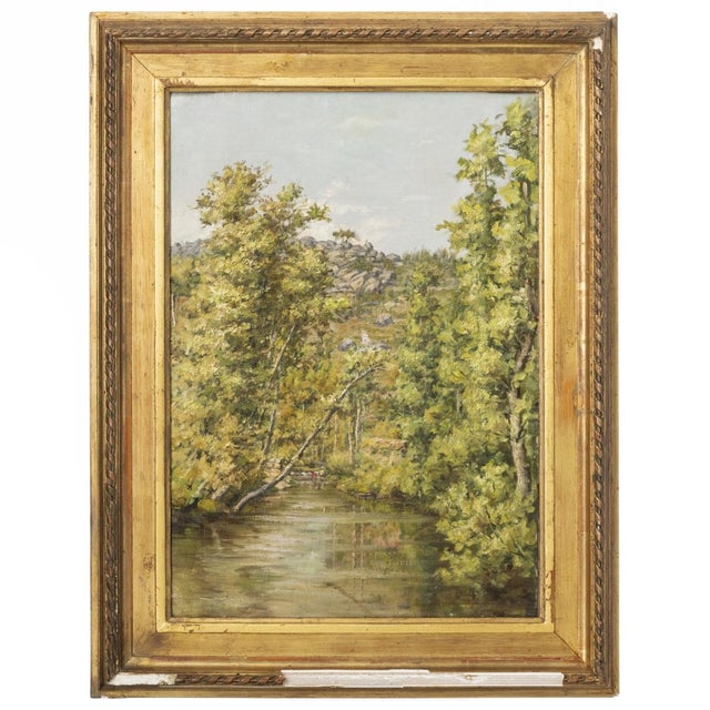 Torcato Pinheiro, River Landscape, Oil Painting on Canvas For Sale - Image 8 of 8