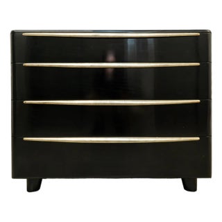Heywood Wakefield Dresser in Black With Silver Leaf For Sale