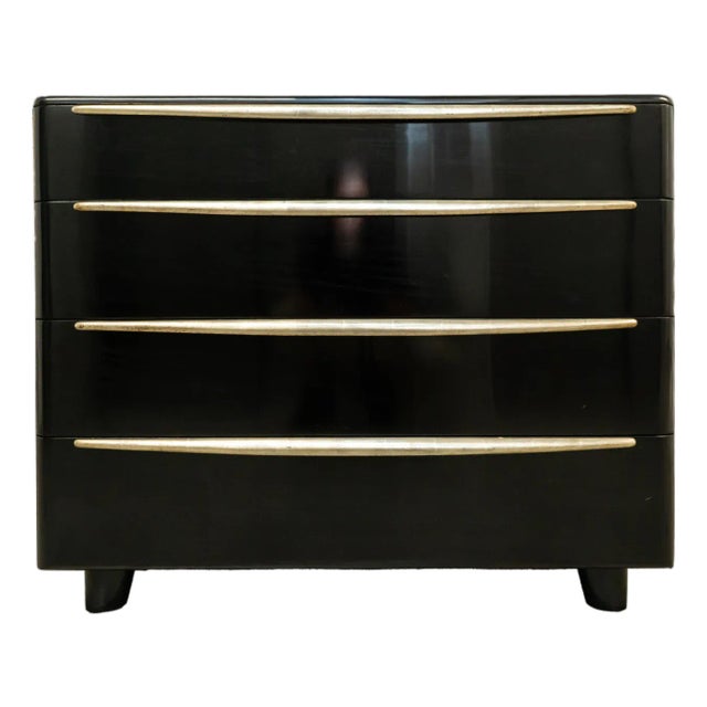 Heywood Wakefield Dresser in Black With Silver Leaf For Sale