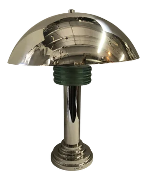 1980s Mid Century Art Deco Style Nickel Lamp