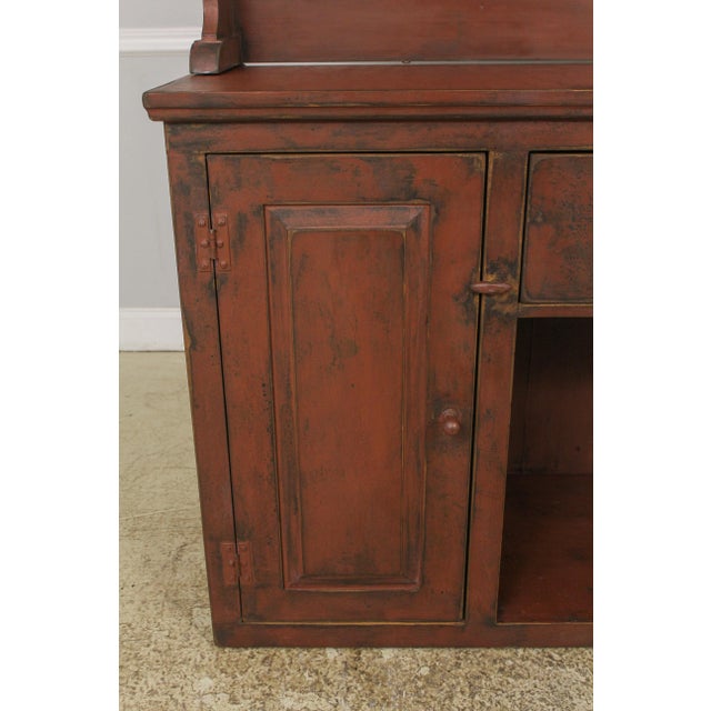 Primitive Country Painted Bench Made Pewter Cabinet For Sale In Philadelphia - Image 6 of 13