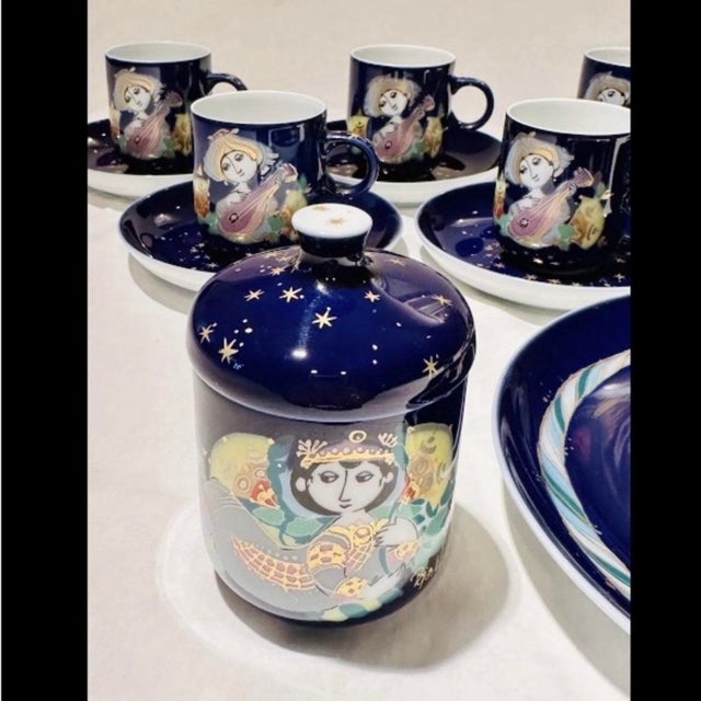 Mid-Century Modern Vintage 1970s Rosenthal 1001 Nights Bjorn Wiinblad Demitasse Set Cups Saucers - Ser of 20 For Sale - Image 3 of 12