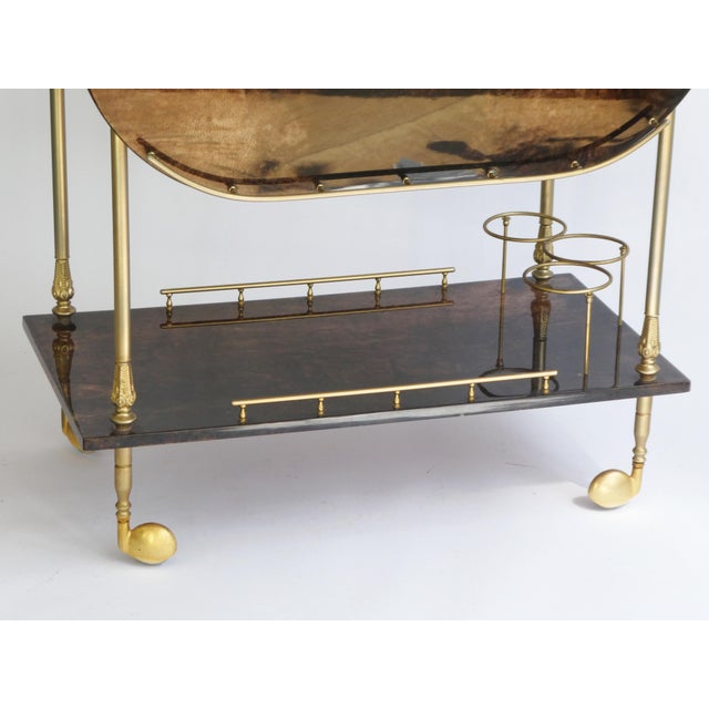 Metal Lacquered Goatskin Bar Cart by Aldo Tura, 1960s For Sale - Image 7 of 10
