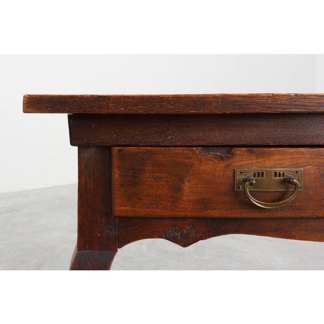 Wood French Provincial Oak Table with Two Drawers, 1800s For Sale - Image 7 of 14