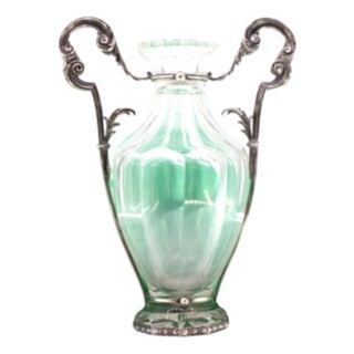 Vase in Cut Glass with Silver Structure and Applications For Sale