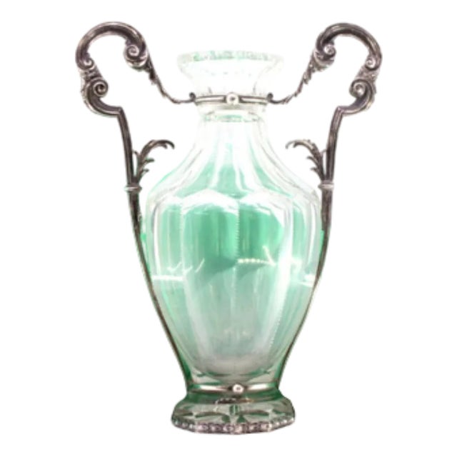 Vase in Cut Glass with Silver Structure and Applications For Sale