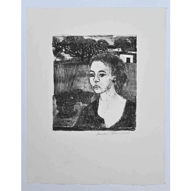 Andre Minaux, Portrait, Original Lithograph, Mid-20th-Century For Sale - Image 3 of 3