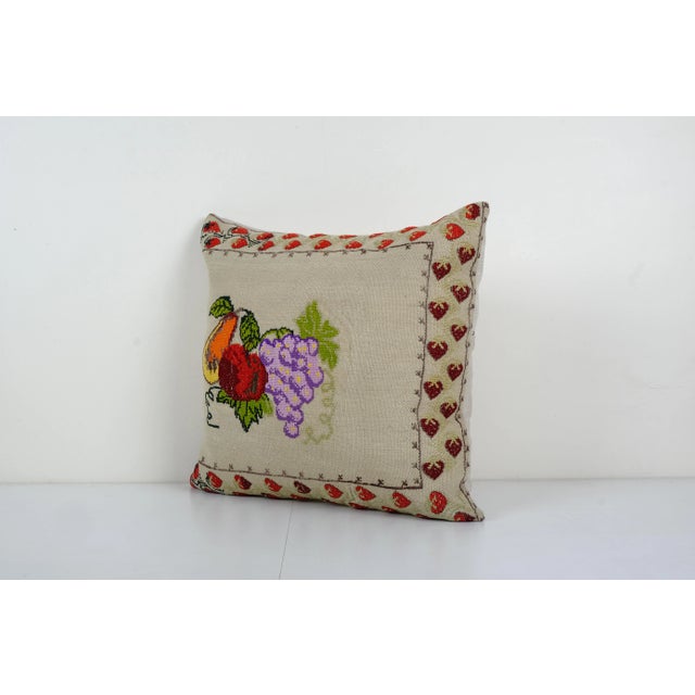 Mid-Century Modern Turkish Kilim Aubusson Cushion Cover For Sale - Image 3 of 5
