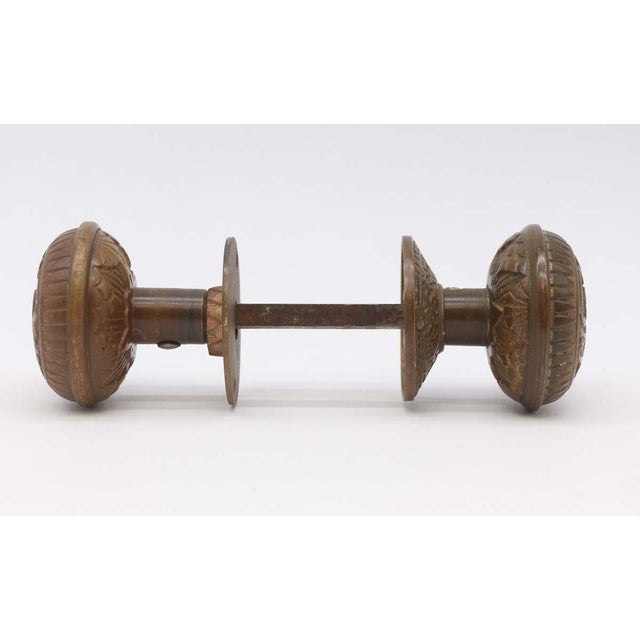 Antique Lockwood Bronze Broken Leaf Door Knob Set For Sale - Image 4 of 8