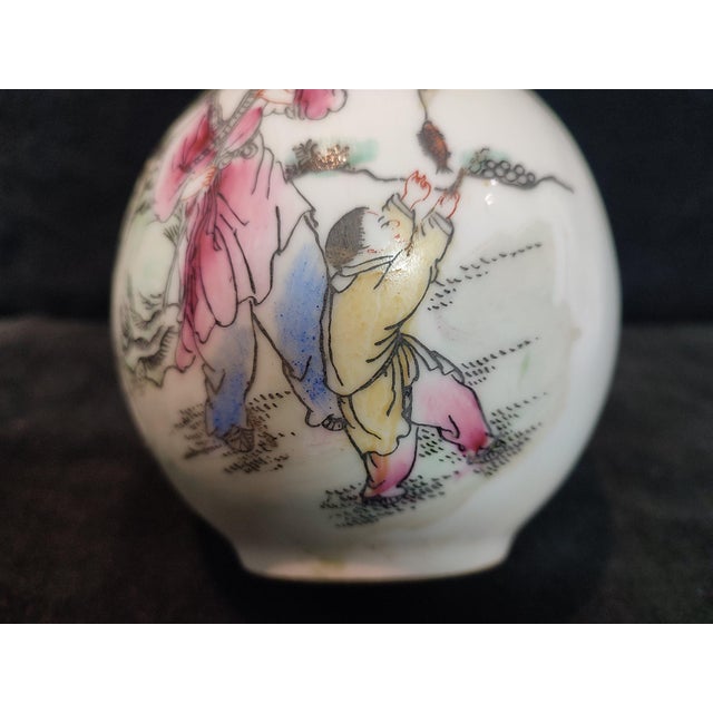Ceramic Chinese Old Ceramic Vase,Jurentang Marked Famille Rose Porcelain Vase Hand Drawing Figures Fishing Pattern For Sale - Image 7 of 11