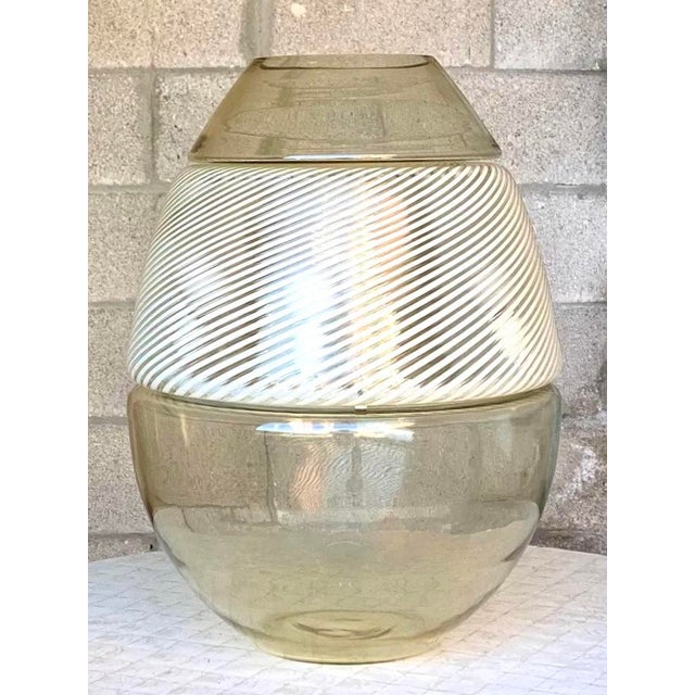 Vintage Italian Stacked Glass Lamps With Built in Vase For Sale - Image 10 of 12