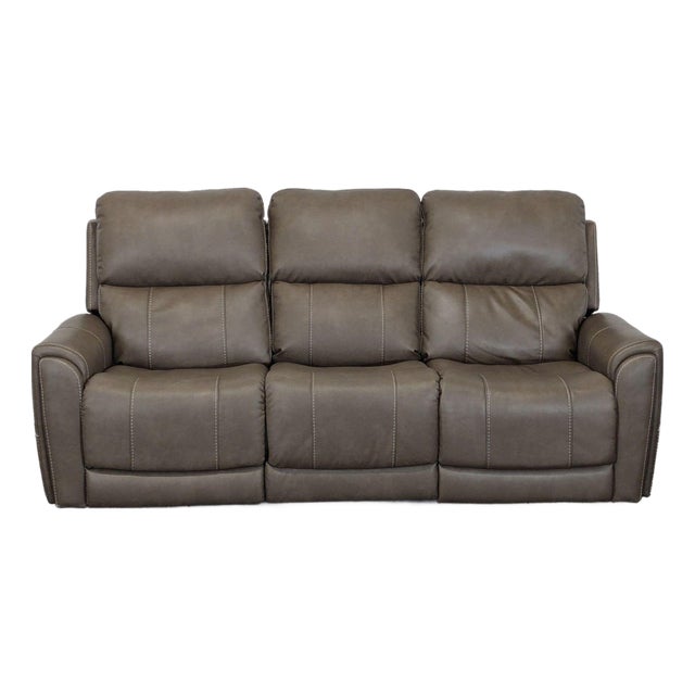 Flexsteel Carter 3-Seat Power Reclining Sofa - Brown Leather, Modern Comfort For Sale
