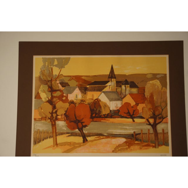 French 1960s Provincial French Village Lithograph Numbered 257/260 by Elaine Thiollier For Sale - Image 3 of 8