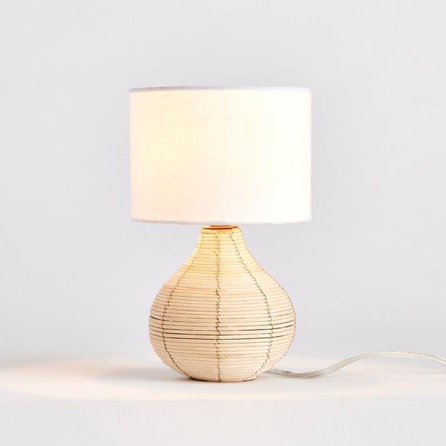 The petite shape and tailored shade make it the ideal lamp for kitchen or small workspace. The natural cane rattan base...