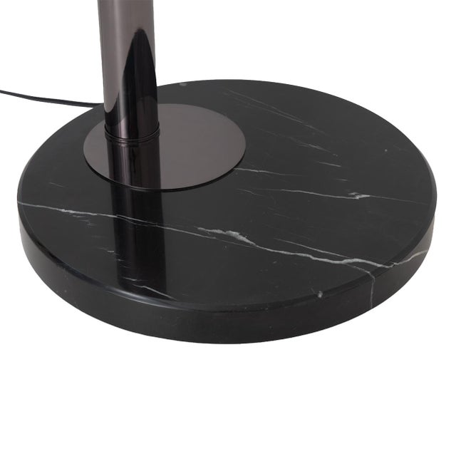 Black 1990s Bloom 3-Light Arc Floor Lamp - Black Nickel, Black Marble Base, White Satin Shade, Dimmer For Sale - Image 8 of 10