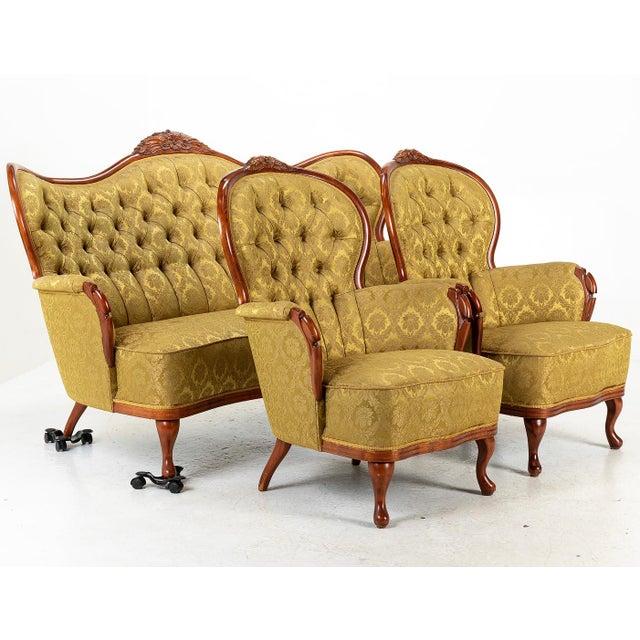 Vintage Rococo-Style Lounge Group, 1940s, Set of 3 For Sale - Image 9 of 9