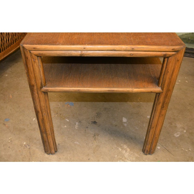 1960s 1960s McGuire Wooden Rectangle End or Side Occasional Table W / Bamboo Legs & Lower Shelf For Sale - Image 5 of 12