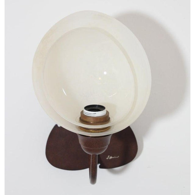 Italian Murano Frosted Glass and Bronze Finish Wall Sconce Clover Base For Sale - Image 12 of 18
