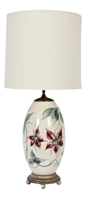 Joseph Frances von Tury Hand Coloured Floral Porcelain Table Lamp, circa 1950