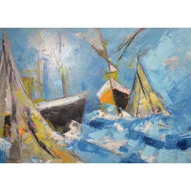 Contemporary j.j. Millet "Ships in Rough Seas" Signed and Dated Oil on Canvas For Sale - Image 3 of 12