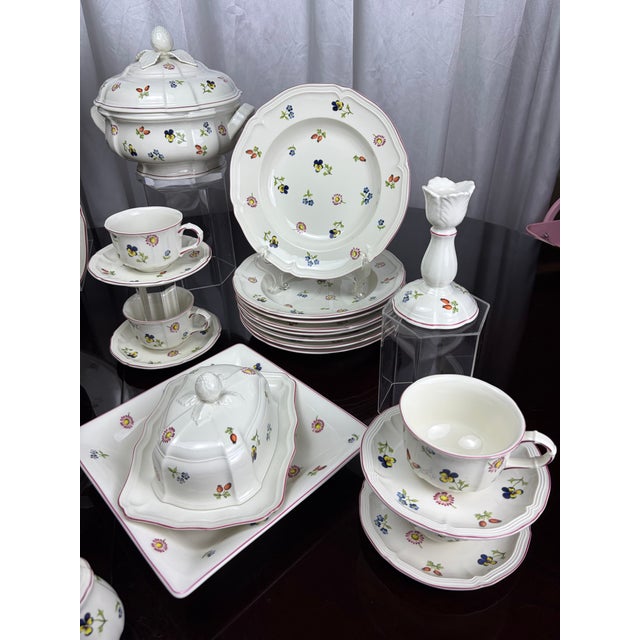 Ivory Vintage English Villeroy & Boch "Petite Fleur" Porcelain Dinnerware & Serving Set - 58 Pieces For Sale - Image 8 of 18