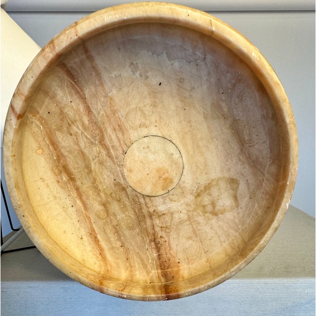 Vintage Pink Onyx Pedestal Bowl For Sale - Image 4 of 5