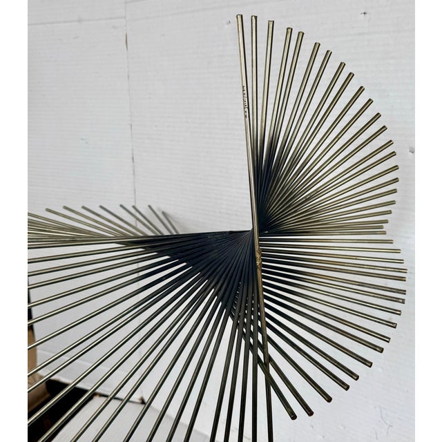 Metal Mid Century Curtis Jere Metal Rod Sculpture on Marble Base For Sale - Image 7 of 7