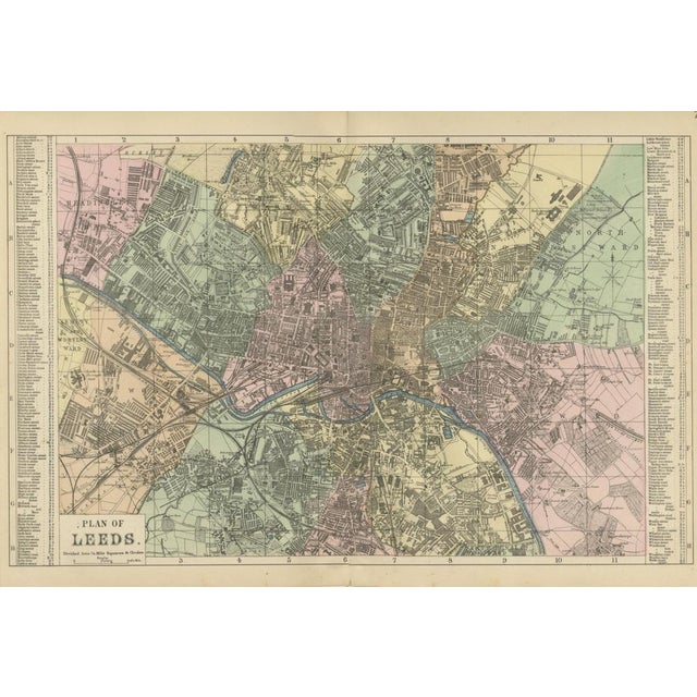 This finely engraved large-scale plan of Leeds was published in 1885 by the London cartographer George W. Bacon as part of...