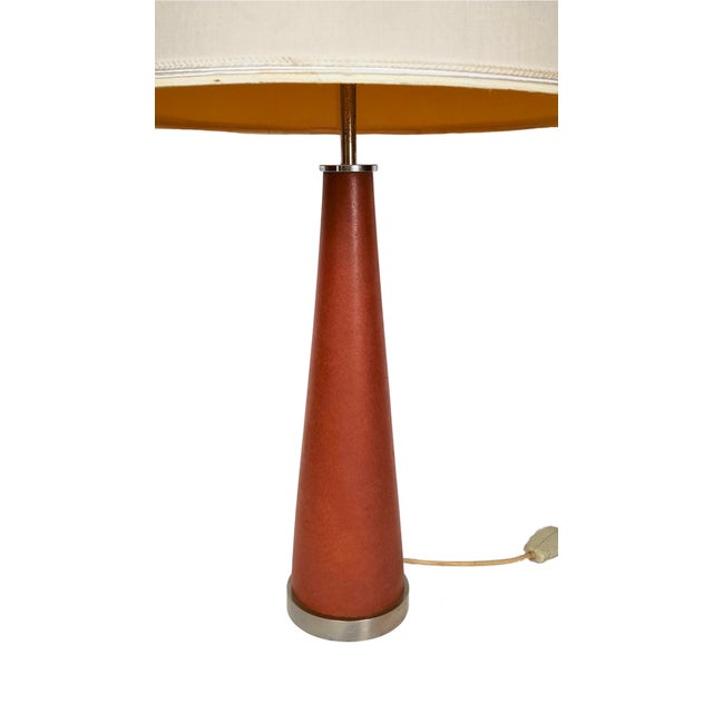 1950s nickel-plated metal and leather table lamp in good condition I have official proof of authenticity such as vintage...