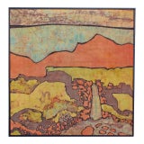 Abstract Landscape Batik Signed by Harry Hilson For Sale