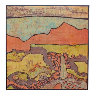 Abstract Landscape Batik Signed by Harry Hilson For Sale