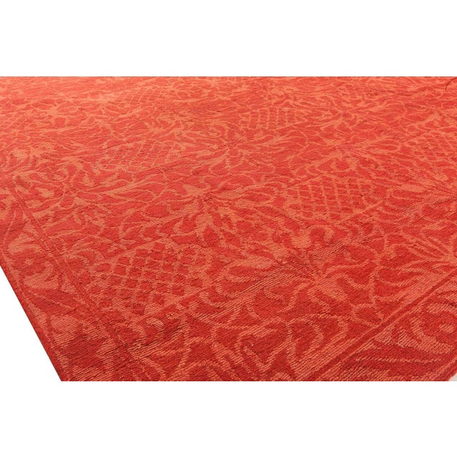 Modern Tibetan Red Floral Handmade Wool Rug by Doris Leslie Blau For Sale - Image 4 of 5