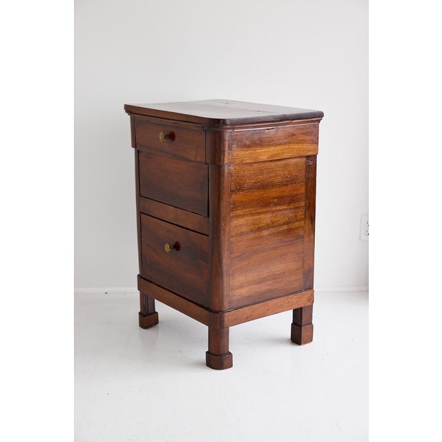 19th Century Italian Walnut Commode, Neoclassical Design, Brass Knobs For Sale - Image 11 of 17