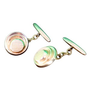 Gold Cufflinks in Raised Button Shape, Set of 2 For Sale