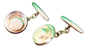 Gold Cufflinks in Raised Button Shape, Set of 2