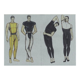 C1990 Set of 2-Versace Theater Dance Costume Fashion Designs, Matted For Sale